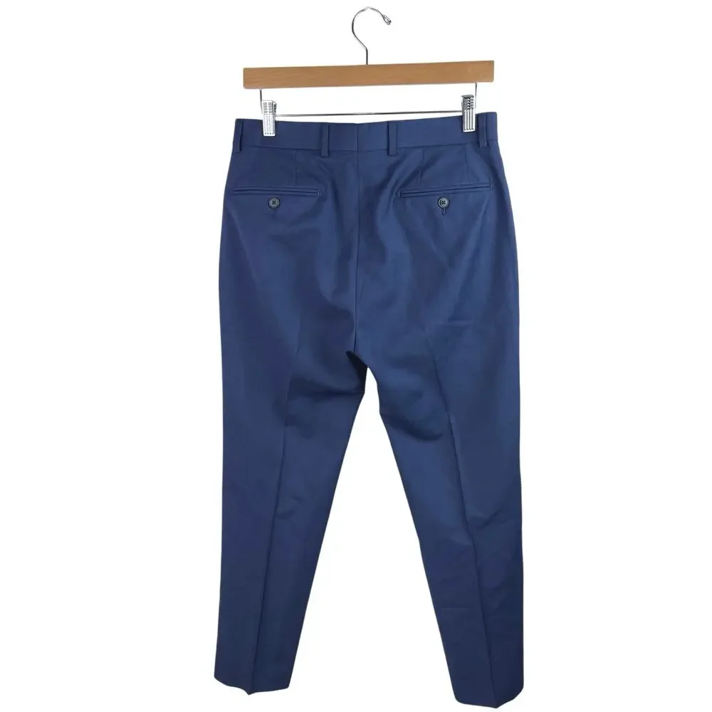 Calvin Klein Men's 100% Wool Blue Stretch Straight Khaki Chino Dress Pants Sz 30